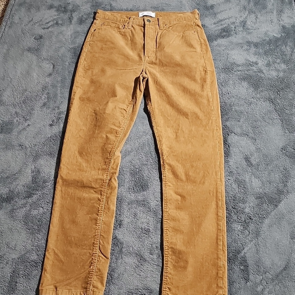 Gap Corduroy Vintage Slim High Rise Jeans Tan Gold Brown Size 29 Tall - Picture 2 of 11